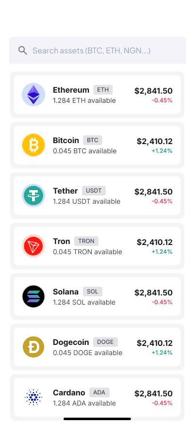 App UI Crypto Page